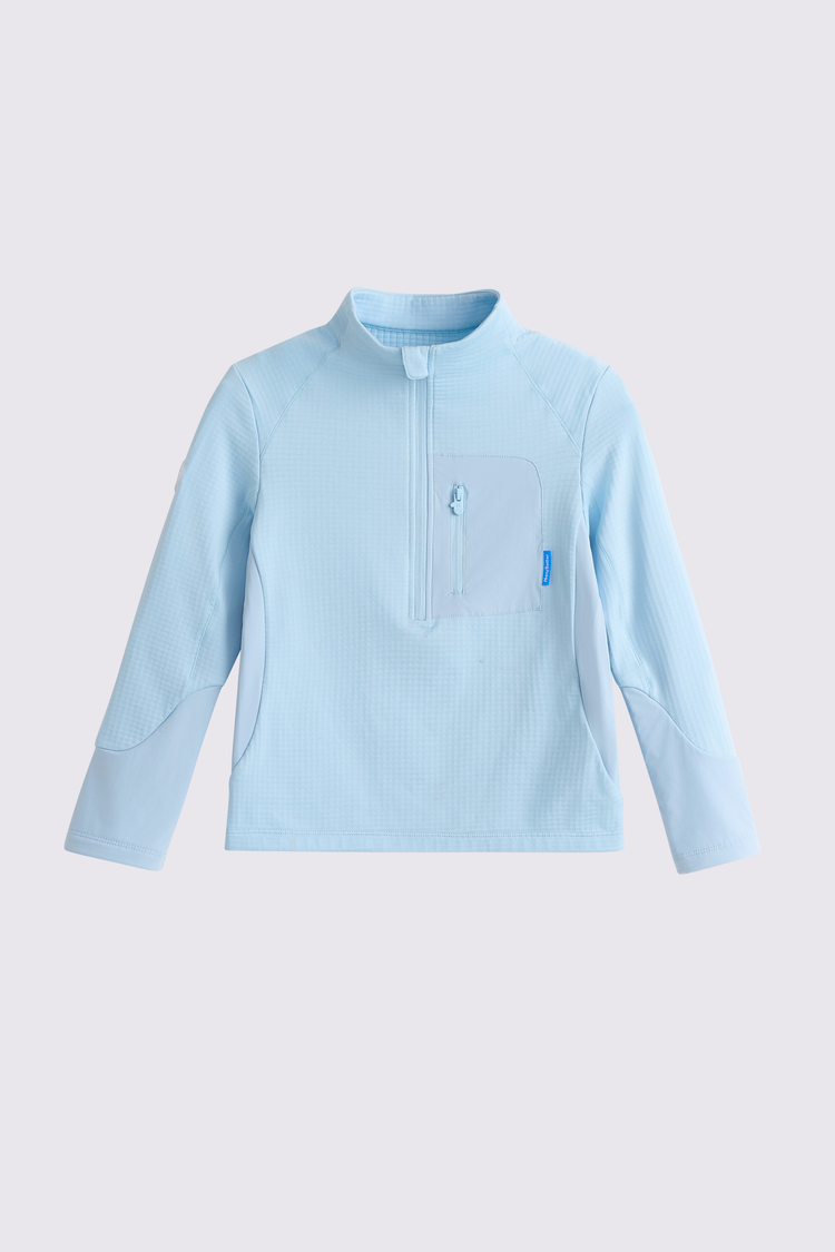 Quick-Dry Grid Fleece Pullover - Dusty Blue
