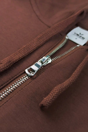 The Half-Zip Fleece Hoodie - Chestnut Brown