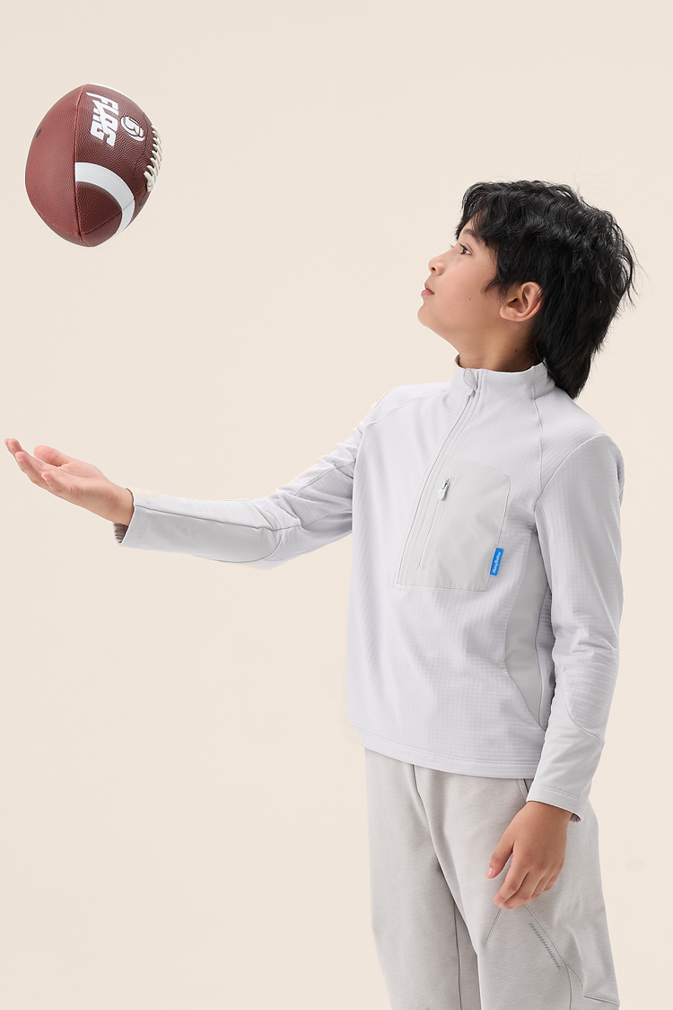 Boys Quick-Dry Grid Fleece Pullover