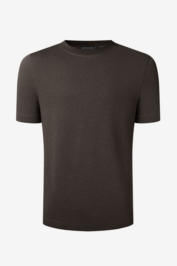 Men’s Cotton Linen Crewneck Tee - Espresso