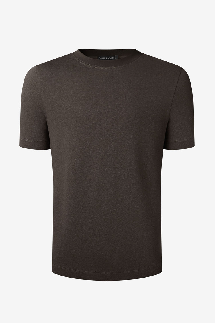 Men’s Cotton Linen Crewneck Tee - Espresso