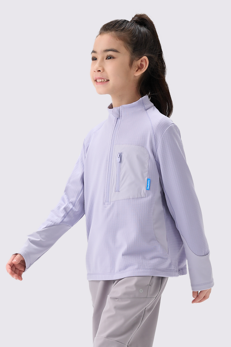 Girls Quick-Dry Grid Fleece Pullover
