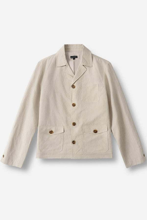 Men’s Linen-Blend Safari Jacket - Driftwood Beige