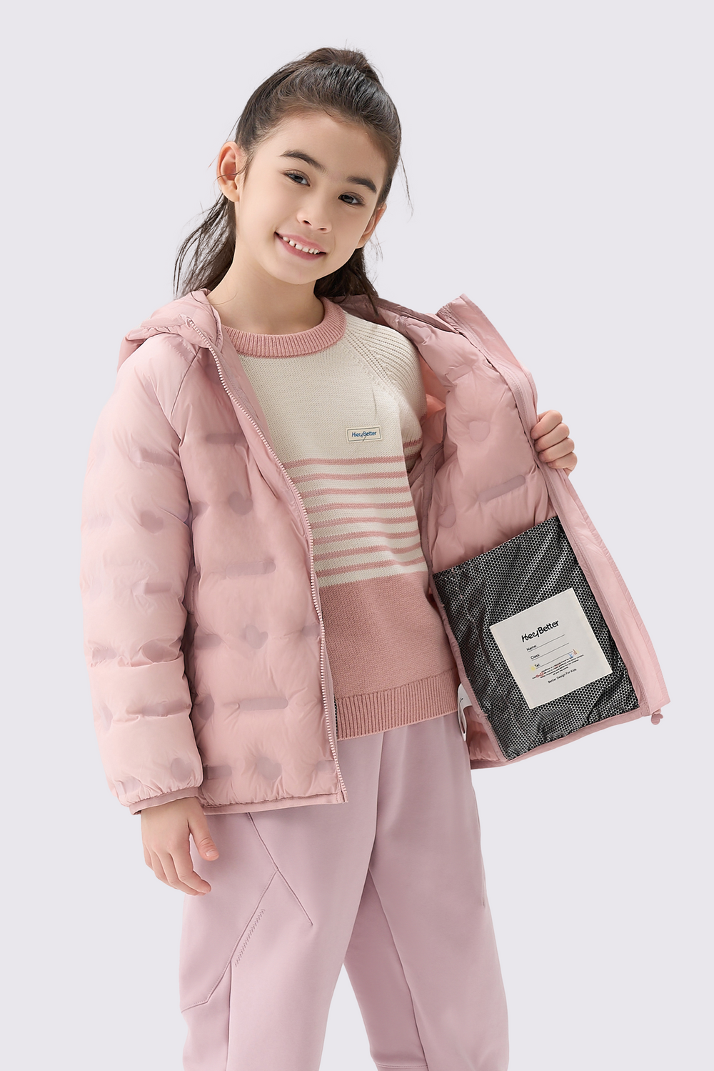 Lightweight Goose Down Hooded Coat Girls