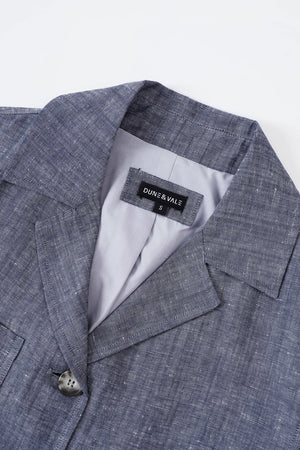 Men’s Linen-Blend Safari Jacket - Heather Grey