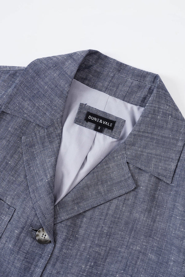 Men’s Linen-Blend Safari Jacket - Heather Grey