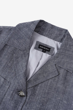 Men’s Linen-Blend Safari Jacket - Heather Grey