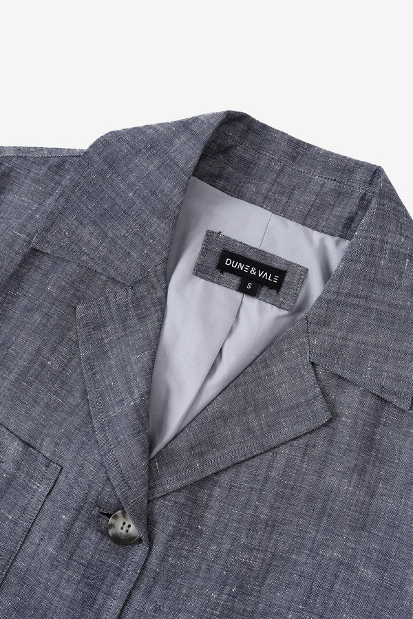 Men’s Linen-Blend Safari Jacket - Heather Grey