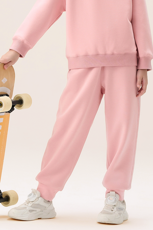 Girls pink sweatshirt jogger set with sneakers