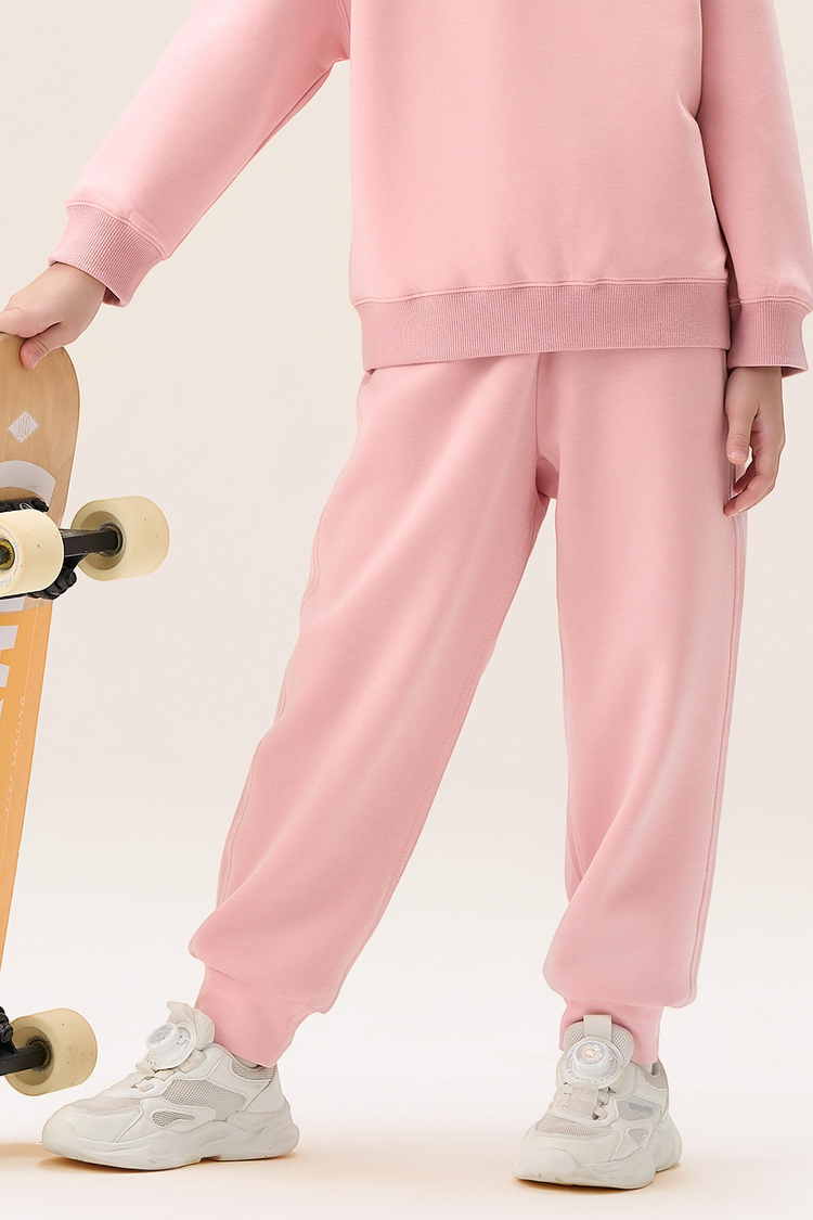 Girls pink sweatshirt jogger set with sneakers