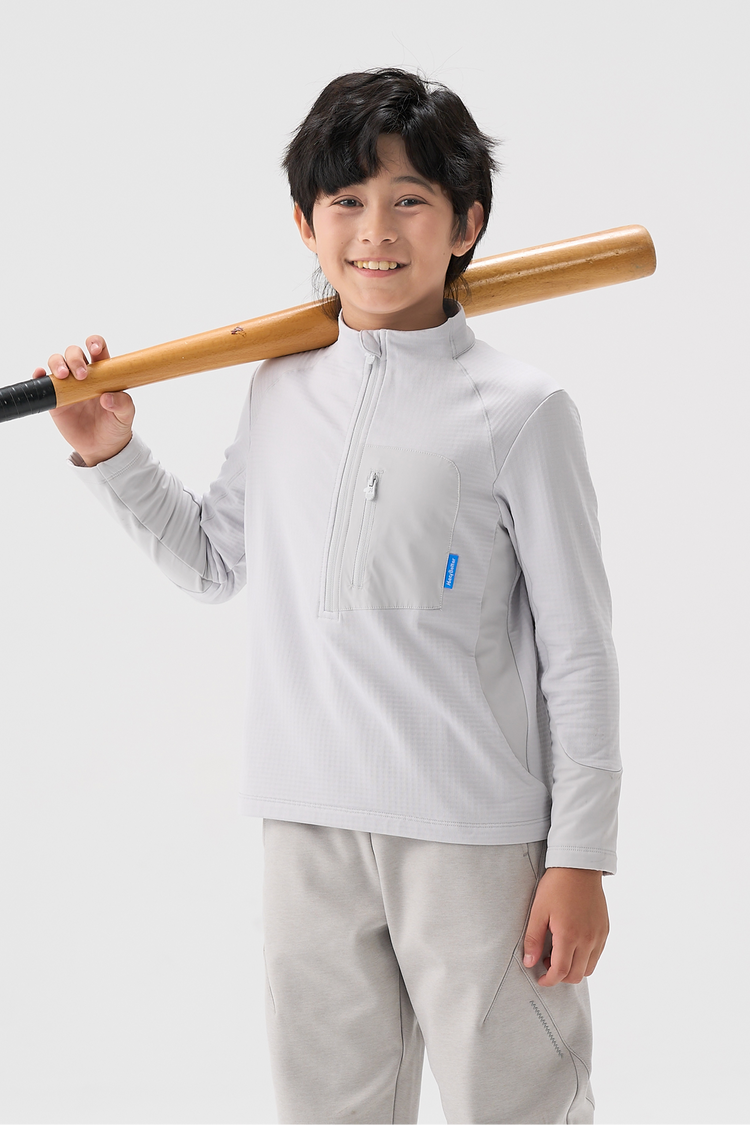 Boys Quick-Dry Grid Fleece Pullover