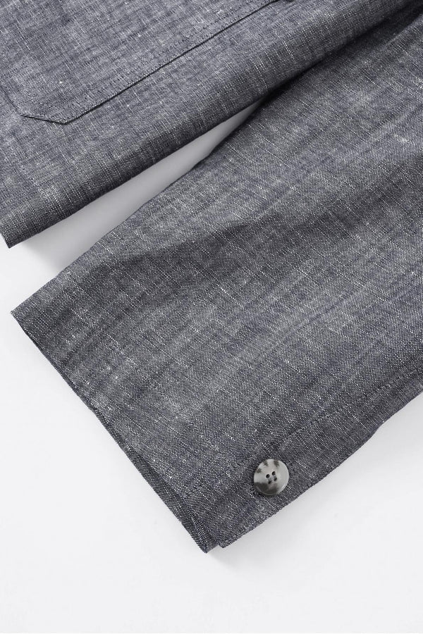 Men’s Linen-Blend Safari Jacket - Heather Grey