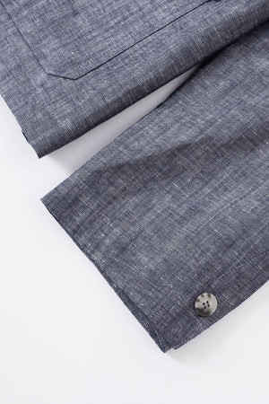 Men’s Linen-Blend Safari Jacket - Heather Grey