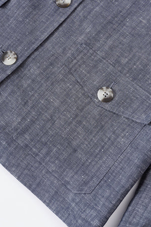 Men’s Linen-Blend Safari Jacket - Heather Grey