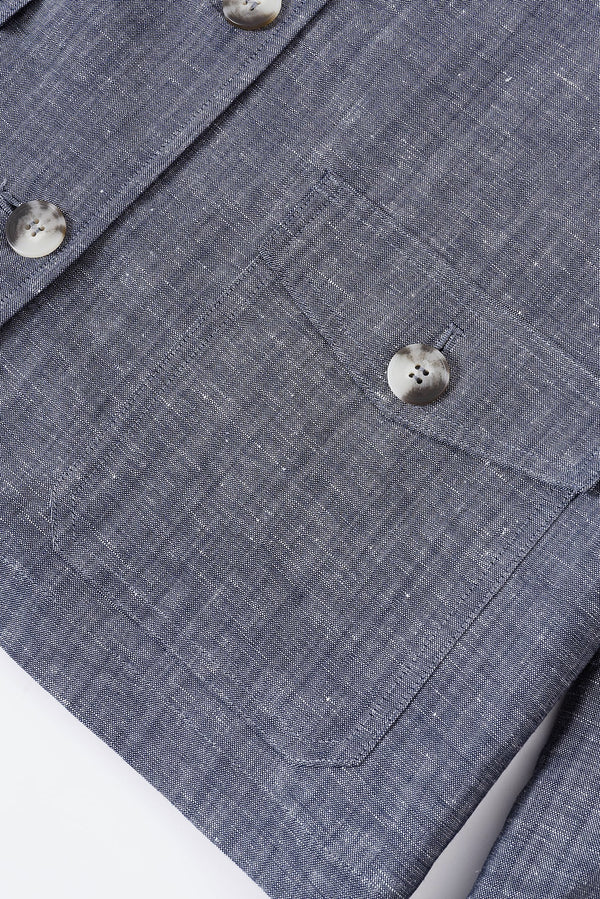 Men’s Linen-Blend Safari Jacket - Heather Grey