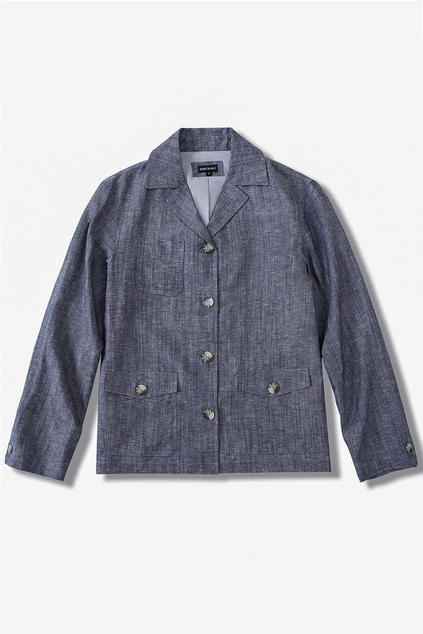 Men’s Linen-Blend Safari Jacket - Heather Grey