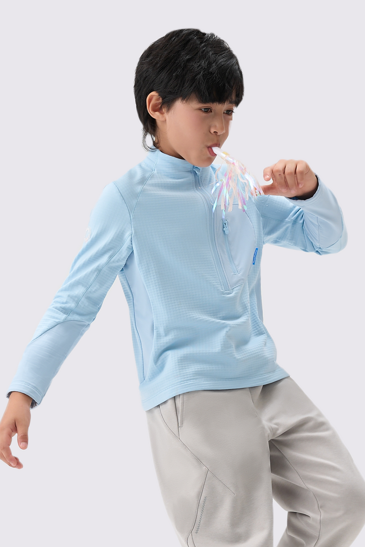 Boys Quick-Dry Grid Fleece Pullover