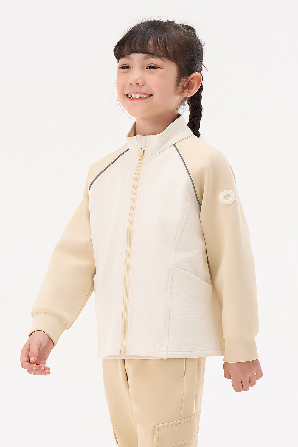Grid-Fleece Windproof Jacket Girls
