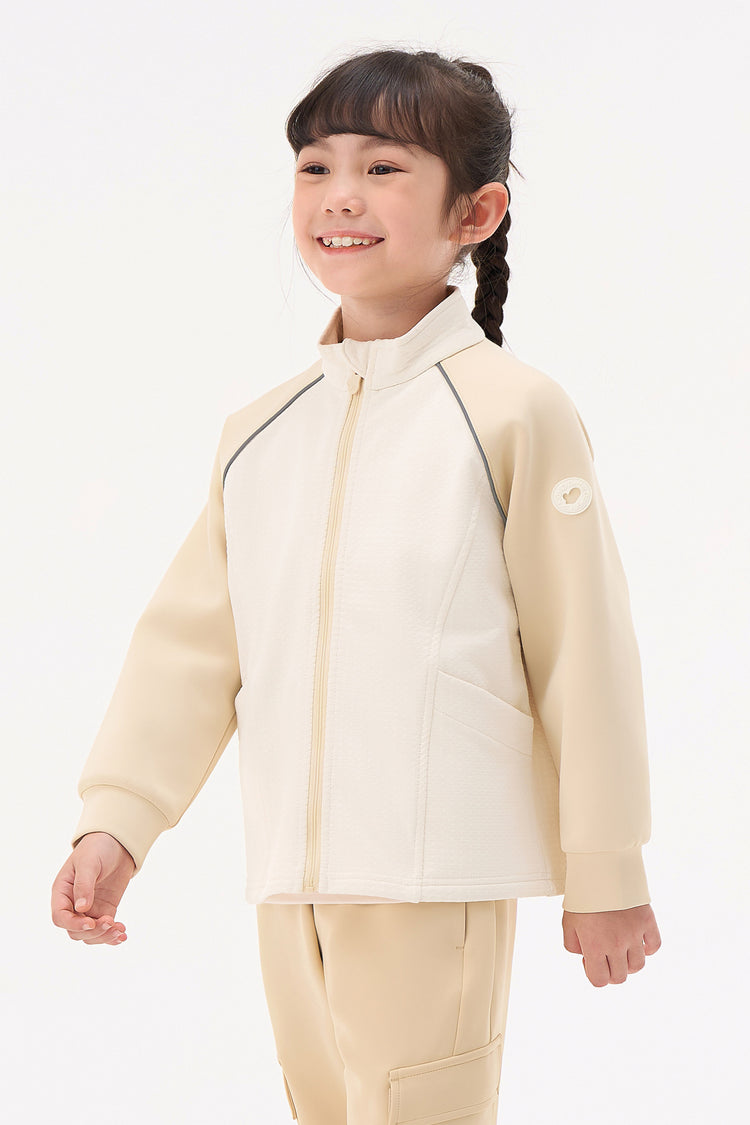 Girls Grid-Fleece Windproof Jacket