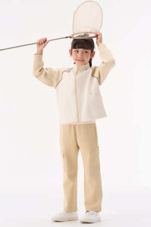 Grid-Fleece Windproof Jacket Girls