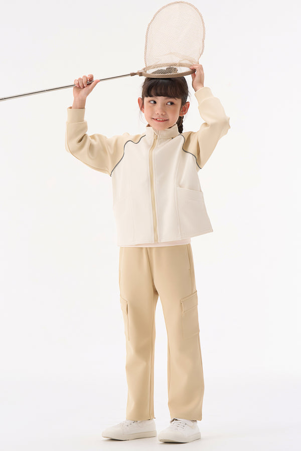 Grid-Fleece Windproof Jacket Girls