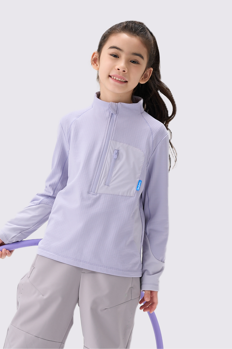 Girls Quick-Dry Grid Fleece Pullover