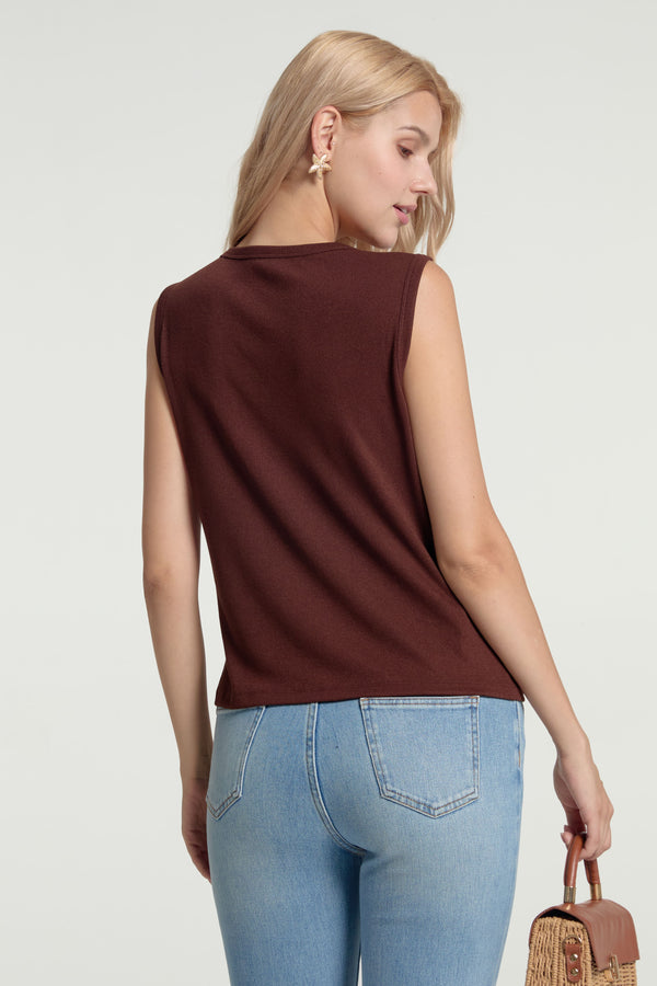 Women’s Charm-Embellished Knit Tank - Cocoa Shell