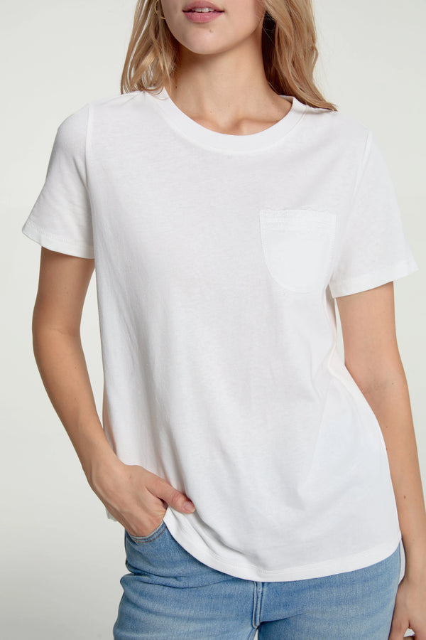 Women’s Lace-Trim Pocket Tee - FAMILYWEAR