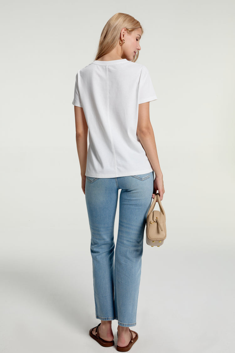 Women’s Lace-Trim Pocket Tee - Soft White