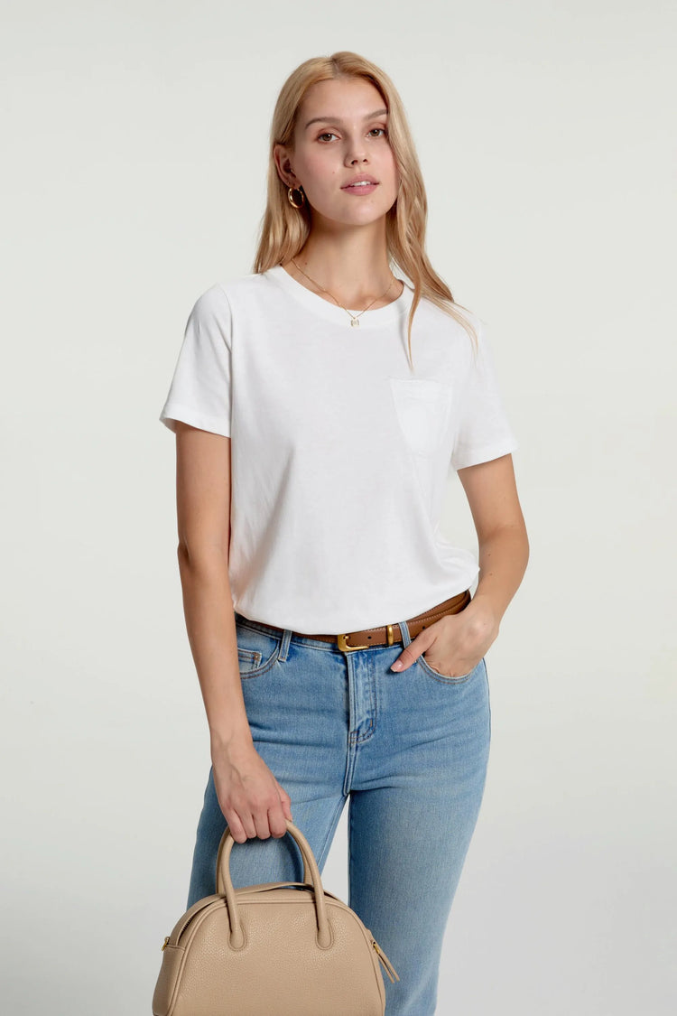 Women’s Lace-Trim Pocket Tee - Soft White