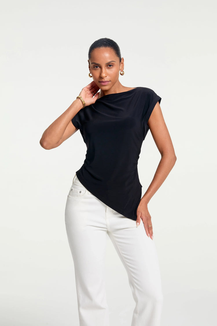 Women’s Asymmetrical Draped Top - FAMILYWEAR