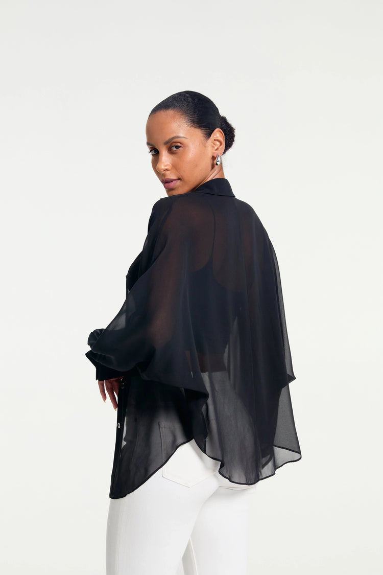 Women’s Silk Sheer Oversized Button-Down - FAMILYWEAR
