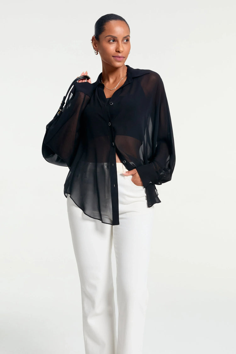Women’s Silk Sheer Oversized Button-Down - FAMILYWEAR