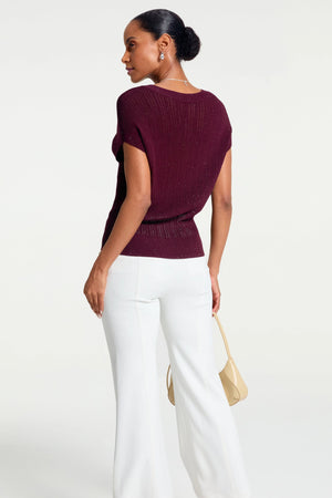 Women’s Sparkle Ribbed Knit V-Neck Top - FAMILYWEAR