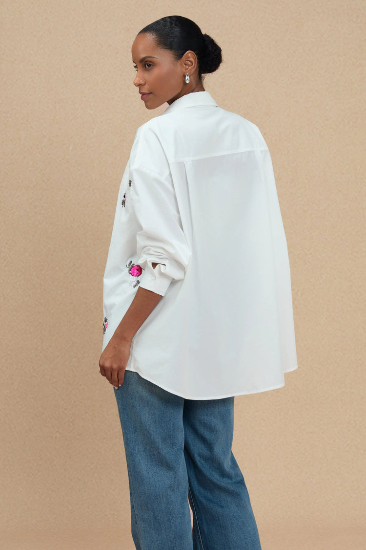 Women’s Oversized Embroidered Button-Down - FAMILYWEAR