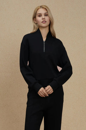 Women’s Luxe Half-Zip Pullover - Onyx Black