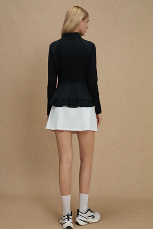 Women’s Peplum Mesh-Panel Zip Jacket - Onyx Black