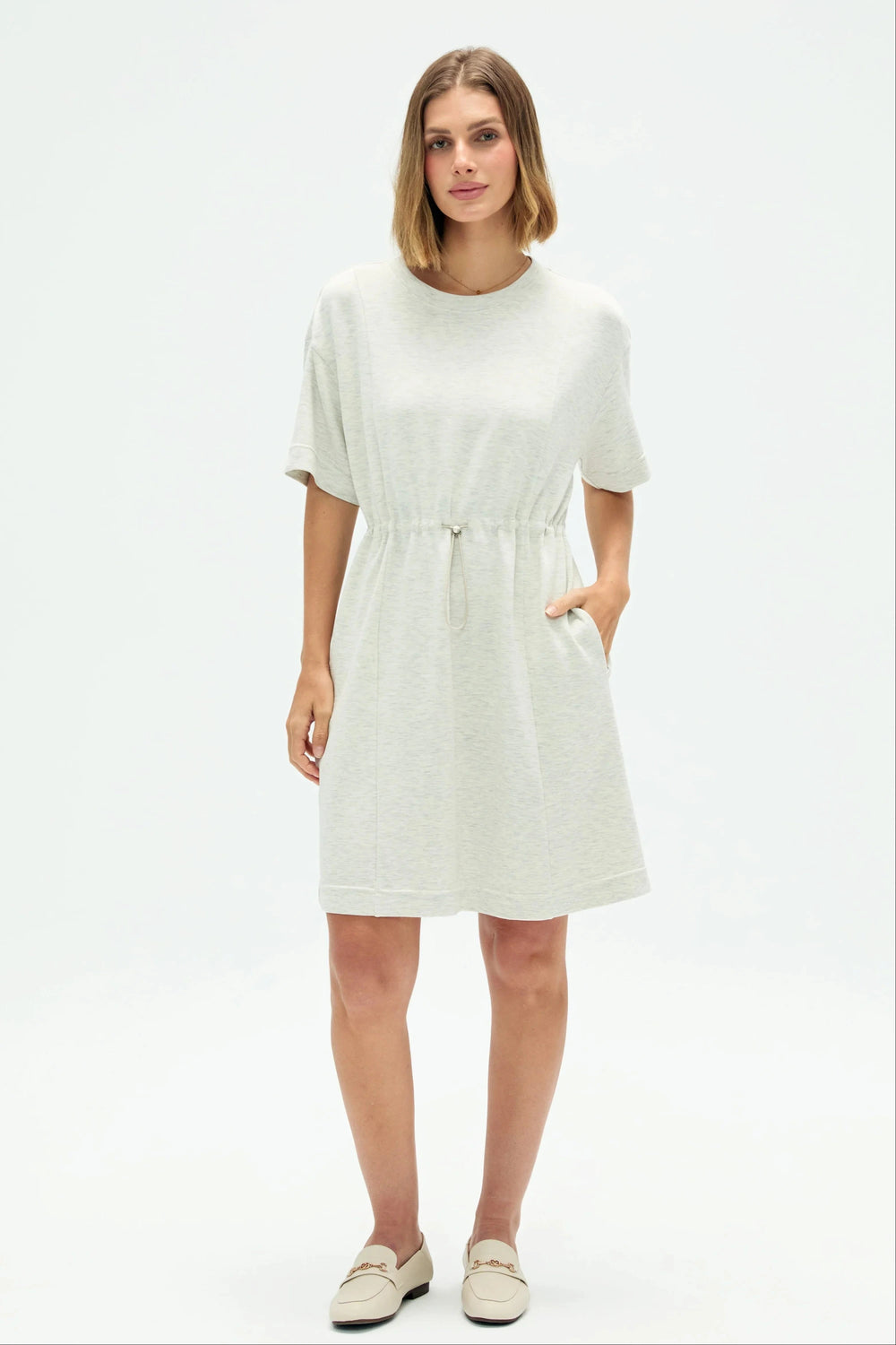 Women’s Cinched T-Shirt Dress - Heather Mist