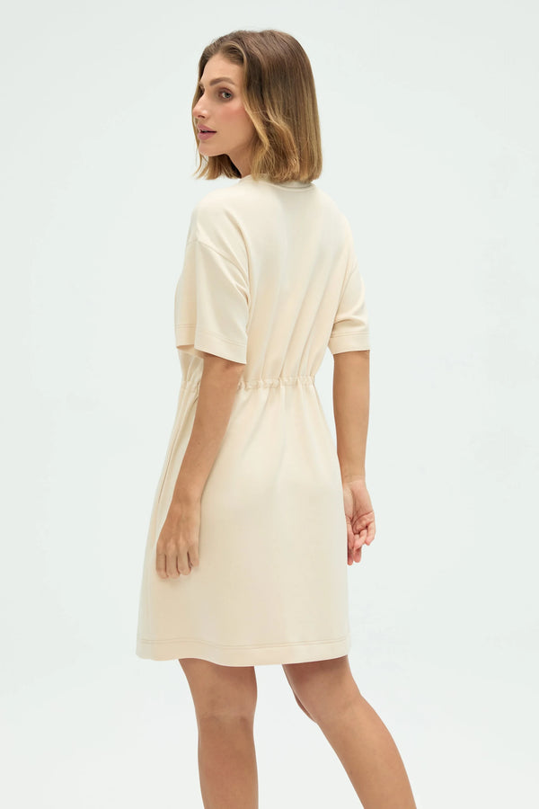 Women’s Cinched T-Shirt Dress - Soft Oatmilk