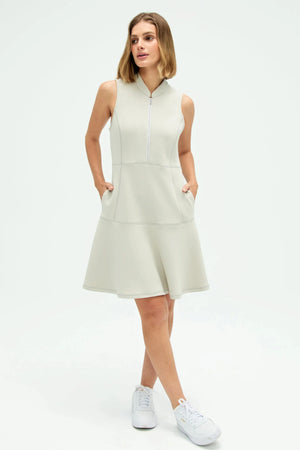 Women’s Zip-Collar Flare Dress - Cloudstone Grey