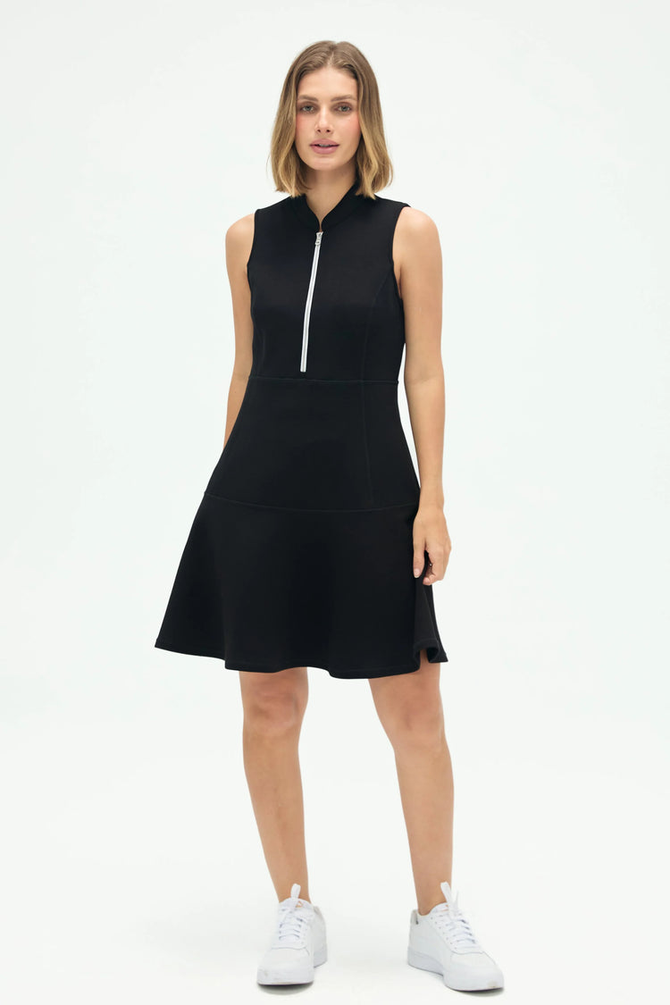 Women’s Zip-Collar Flare Dress - FAMILYWEAR