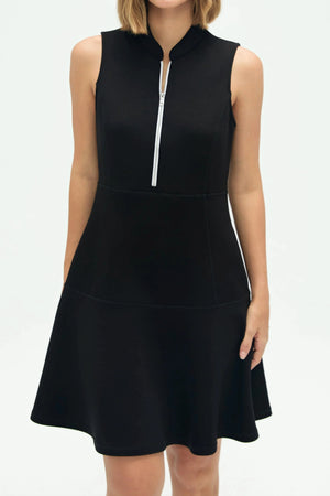Women’s Zip-Collar Flare Dress - Jet Black