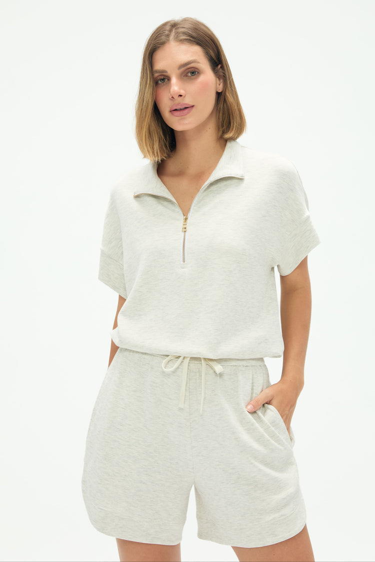 Women’s Half-Zip Lounge Polo - Heather Mist