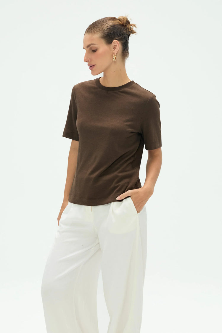 Women’s Modern Essential Crewneck Tee-Espresso - FAMILYWEAR