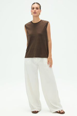 Women’s Cotton Linen Tank - Espresso