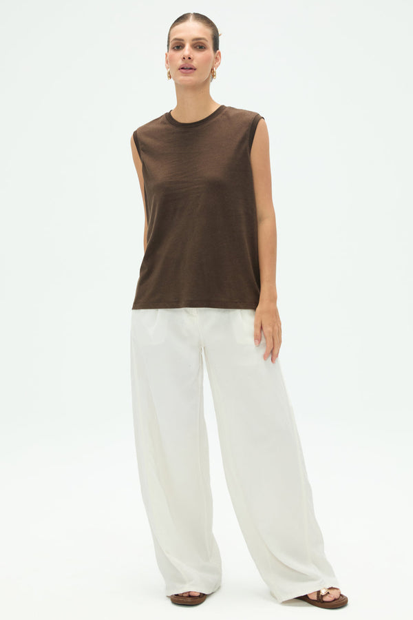 Women’s Cotton Linen Tank - Espresso