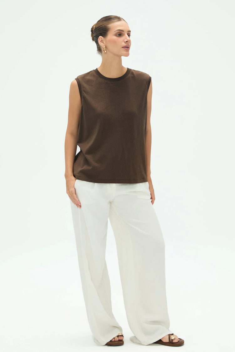 Women’s Linen Supima Cotton Tank - Espresso