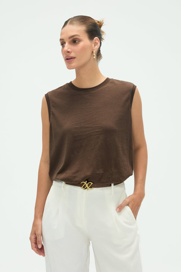 Women’s Cotton Linen Tank - Espresso
