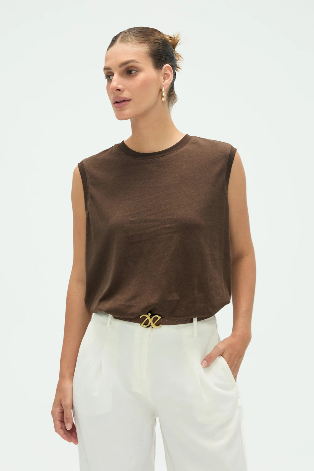 Women’s Linen Supima Cotton Tank - Espresso