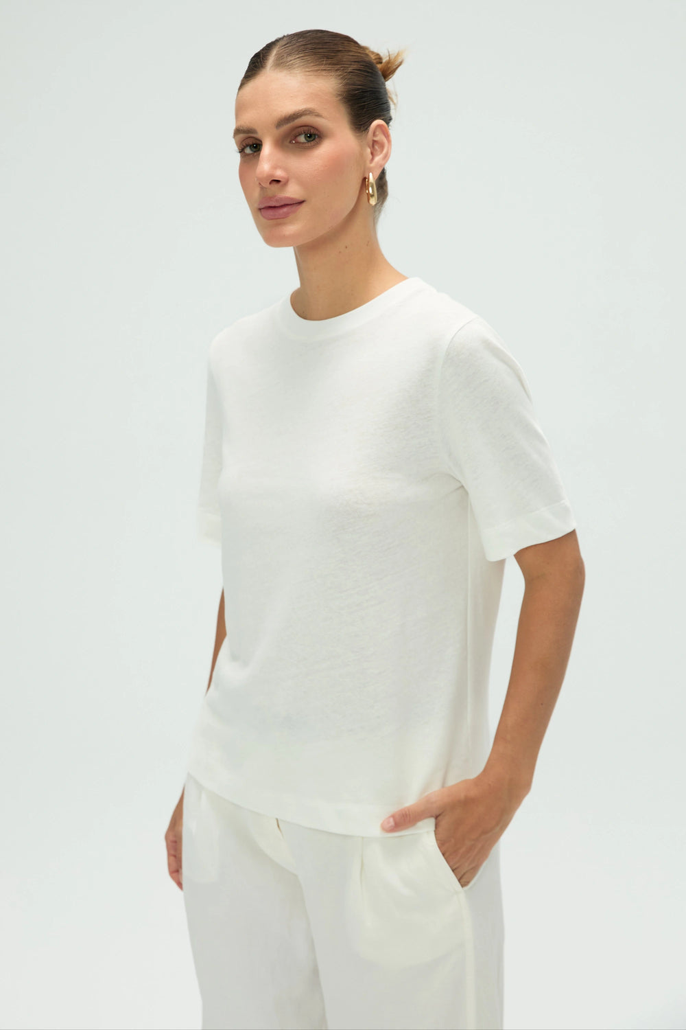Women’s Linen Supima Cotton Crewneck Tee - Cloud